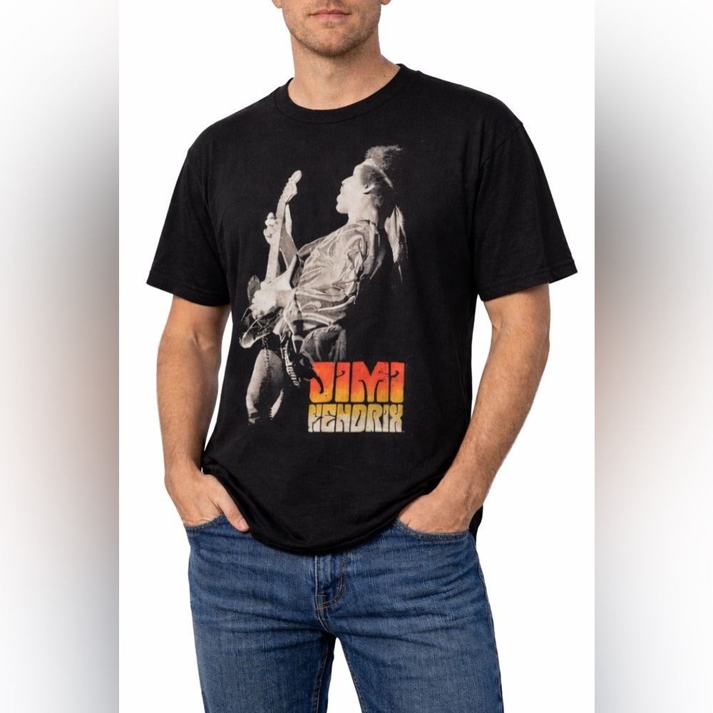 Jimi Hendrix Blues Centric Black Band Tee XL Cotton S/S Guitar Rock & Roll Band